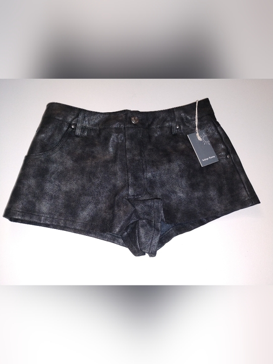 Indigo Rising Pants - Indigo Rising Women’s Black Faux-Leather Shorts 5/27